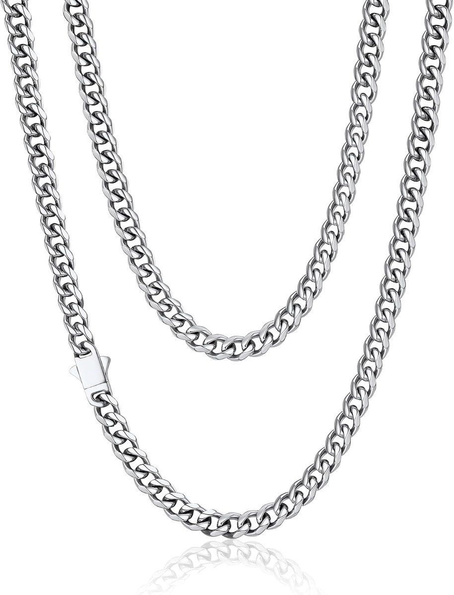 Heren Ketting Roestvrij Staal/Verguld, Zwarte Heren Cubaanse Ketting, 6/9/12 mm Breed, Lengte 46/51/55/61/66/71/76 cm, Hip Hop Sieraad