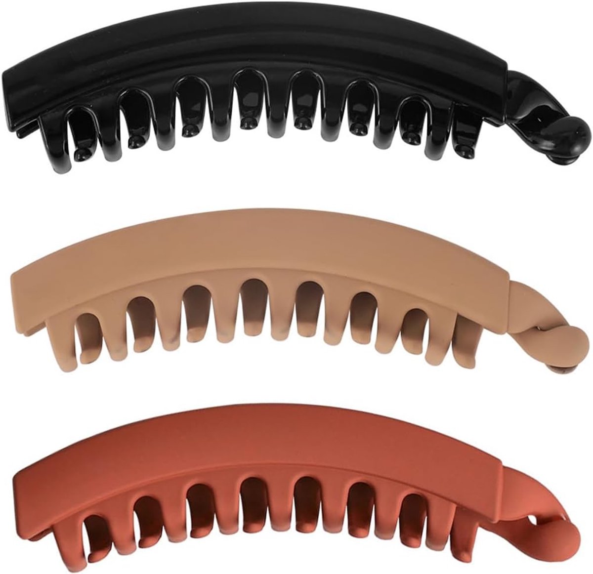 13cm Hars Banaan Haarclip, 3st Haarklauw Oranje-rood, Geel, Glanzend Zwart