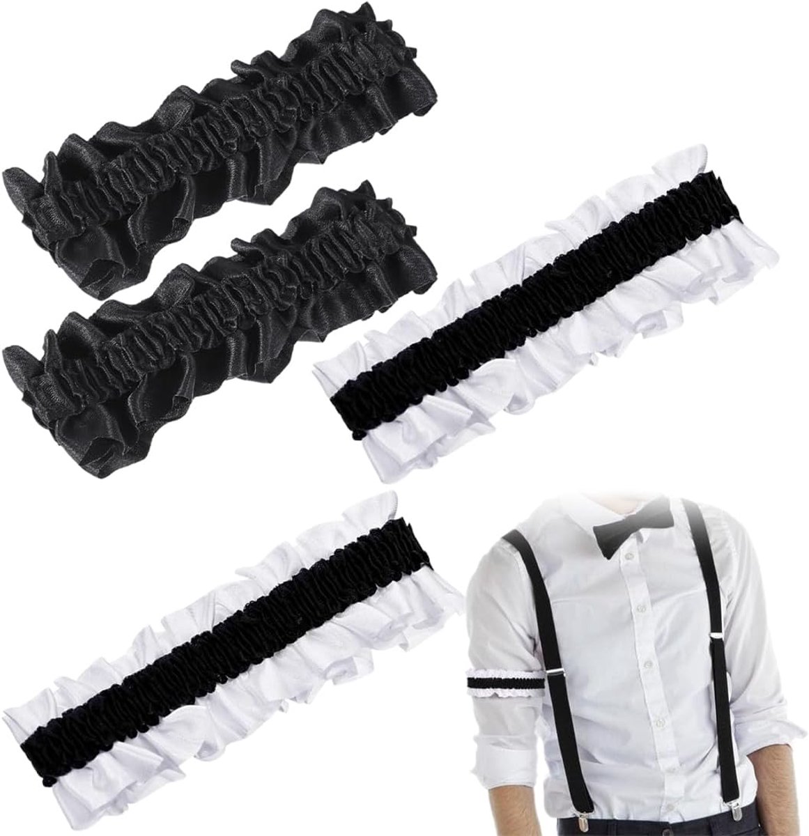 4 stuks mouwhouders, elastisch, antislip overhemd, mouwhouders, voor vaste mouwen, kostuumaccessoires