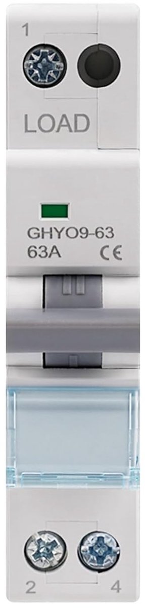 Omschakelaar 63A 1P Dual Power Transferschakelaar Handmatige Transfer Schakelaar 230VAC Met Stroomindicatielampje DIN-rail Montage