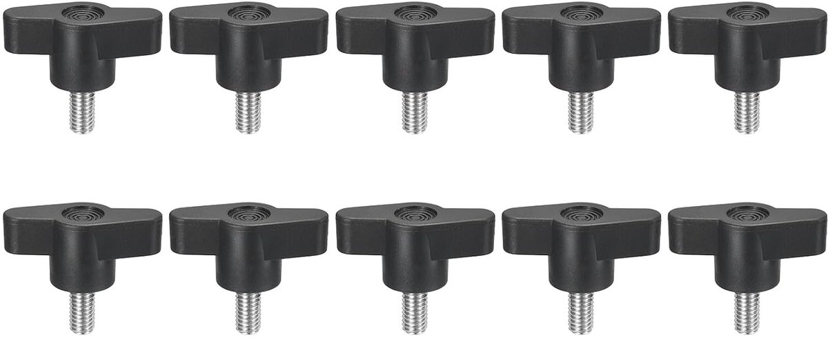 10 stuks spanschroefknopen, M6 x 12 mm, metrisch, 304 roestvrij staal, T-vormige duimschroeven, handvat voor snel verwijderen, handvasttrekken, knopset