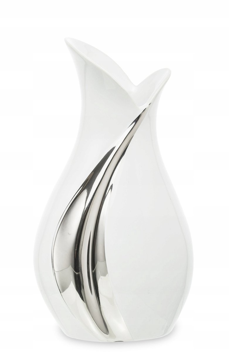 Decoratieve Keramische Vaas Wit Zilver 26 cm