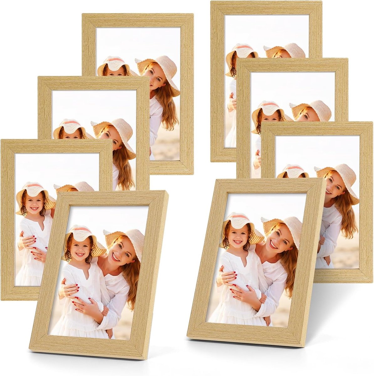 Fotolijst 10 x 15 cm - Set van 8 echt hout - Mini-fotolijst met acryl - Perfect voor thuis of kantoor - ShopVlot