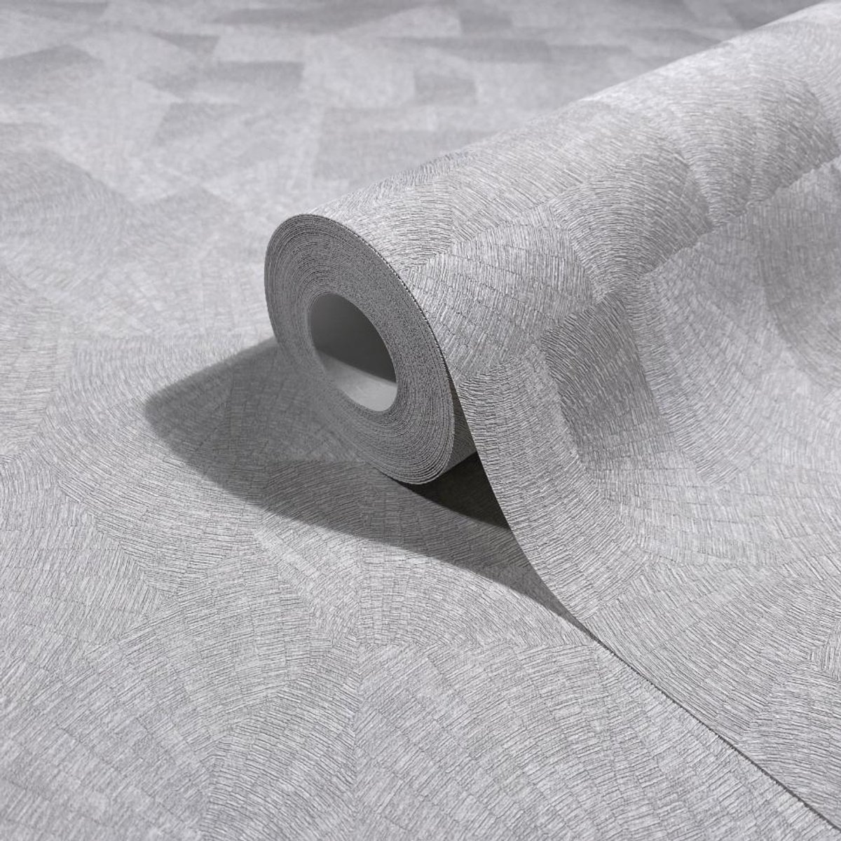 Behang - Licht Grafisch Reliëf - Structuur - Grijs - Japandi - Vliesbehang - Woonkamer Slaapkamer - 0,53 x 10,05 M – Whisper