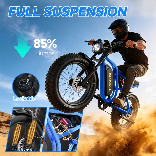 Elektrische Fiets - Elektrische fietsen - Motor 250W - 20 Inch City Commuter EBike - max belasting 150kg - kleurendisplay - 25 km/h - 7 Versnellingen - 3 rijmodi - Verwijderbare accu met slot - Blauw — afbeelding 5