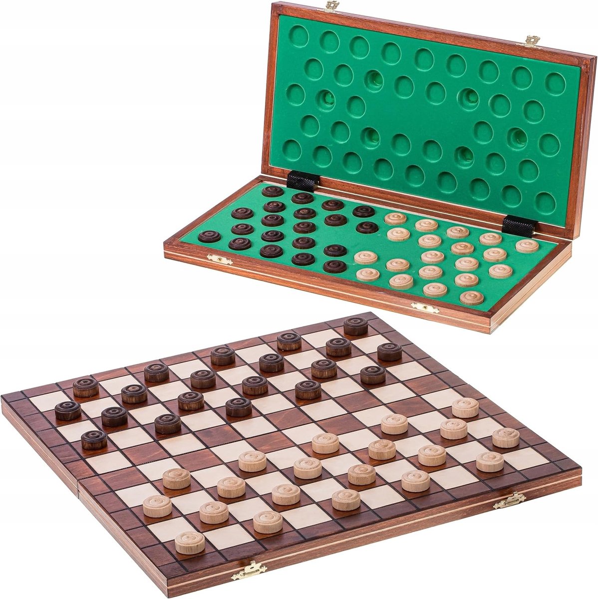 Klassieke Houten Damspel 100 Veldjes 40cm - Strategisch Bordspel