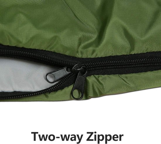 Slaapzak - Outdoor tas - Kamperen en wandelen - Waterafstotende buitenlaag - 220x84 cm - Legergroen — afbeelding 5