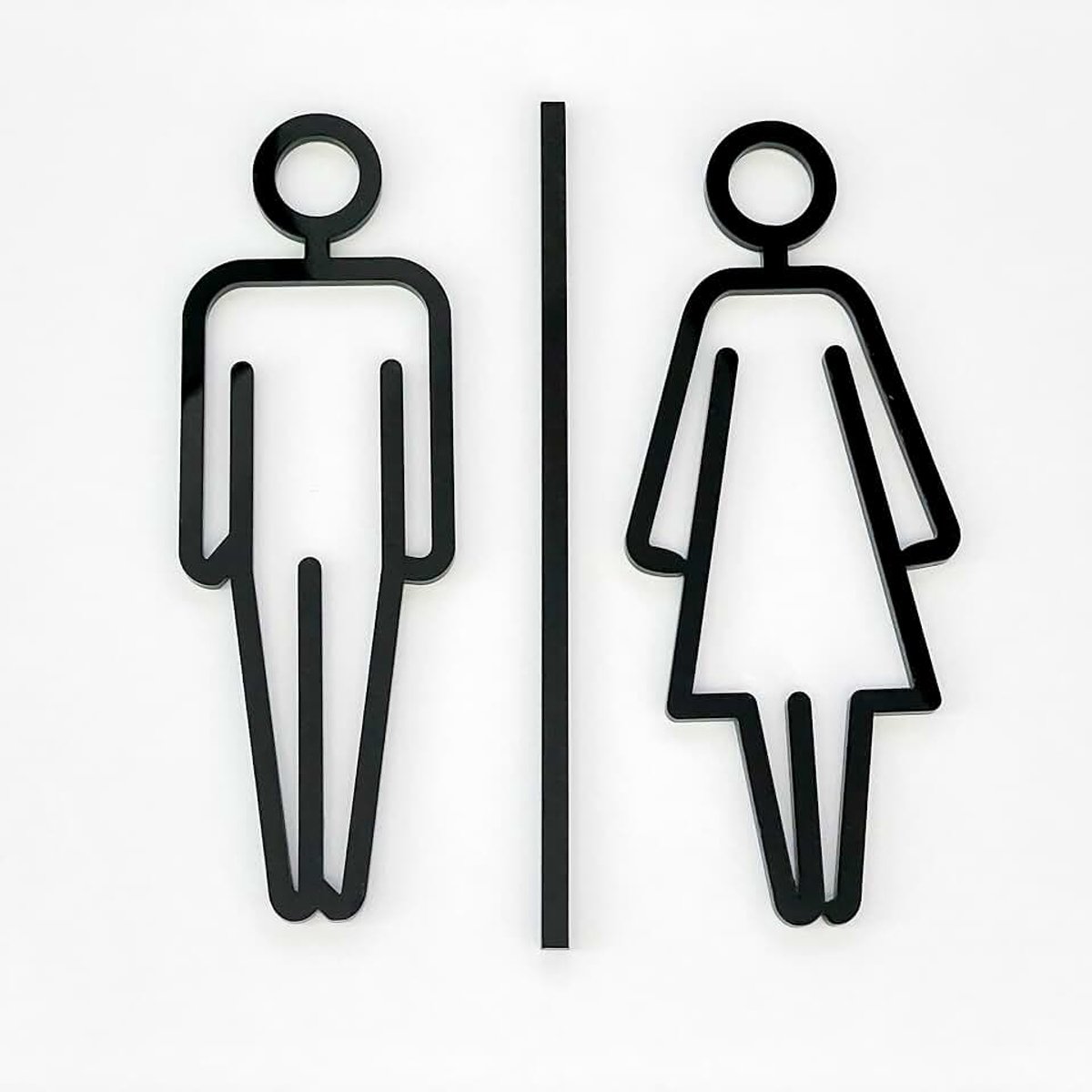 3D deurbordje voor de badkamer "Man & vrouw" zelfklevend van acrylglas laser gesneden - toiletbordje voor badkamer en gastentoilet - badkamer-bord om te plakken - deur-toiletbord dames en