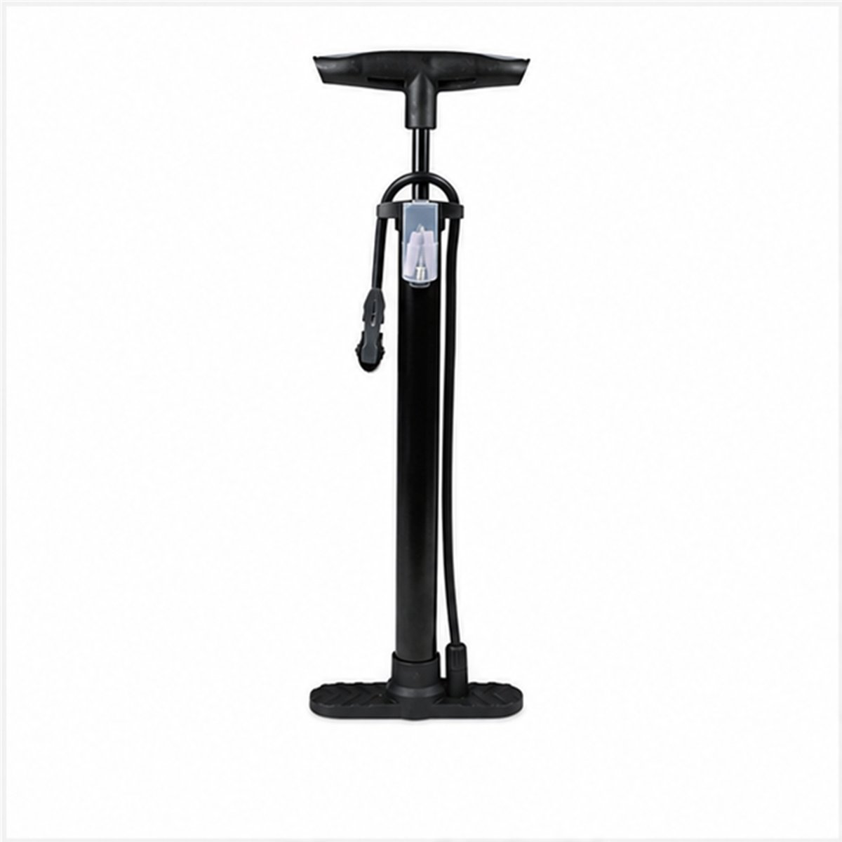 Compacte Fietspomp 45 cm - Vloerpomp met 55 cm Slang en Adapters - Zwart