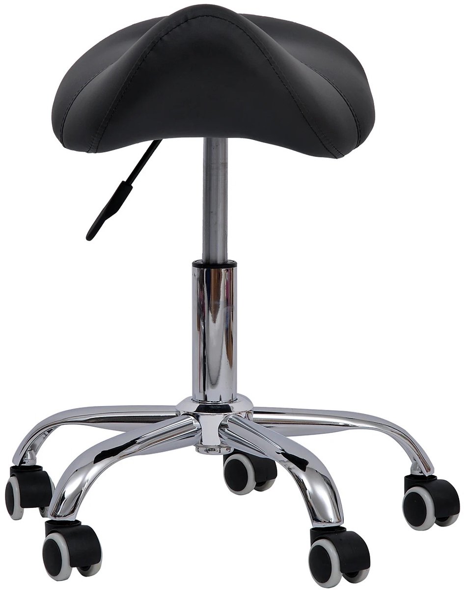 Atlasyx bureaustoel - Massagestoel - Make up stoel - Kappersstoel - Kantoorstoel - 360° draaibaar - 49-61 cm verstelbaar - Zwart