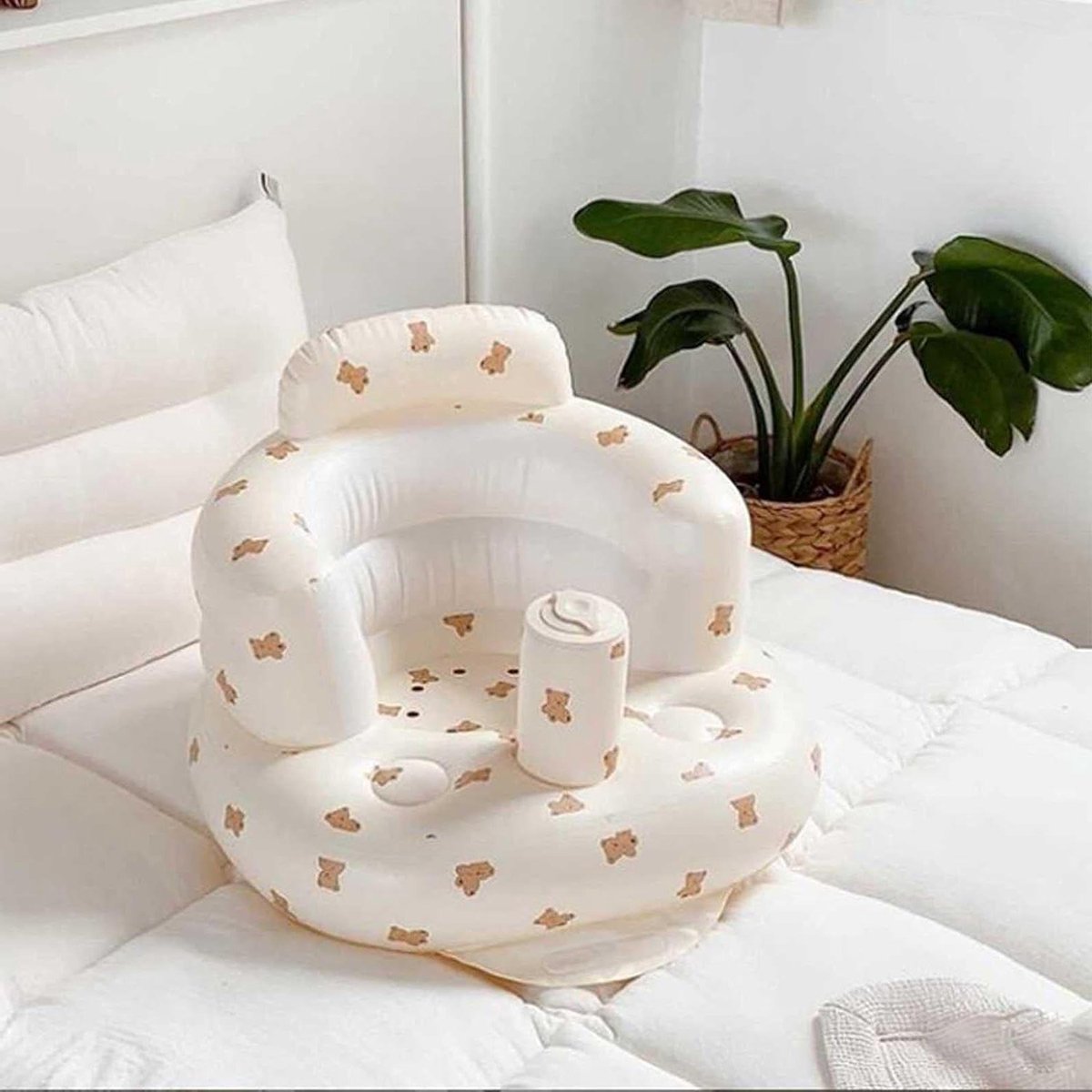 Baby Zetel - Opblaasbare Stoel - Leren Zitten - Wervelkolom Bescherming - 57 x 48 x 38 cm - Blauw
