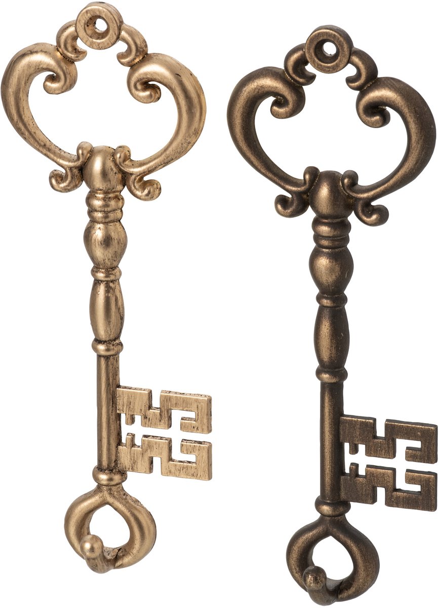 J-Line Sleutels - tin - goud/messing - assortiment van 2