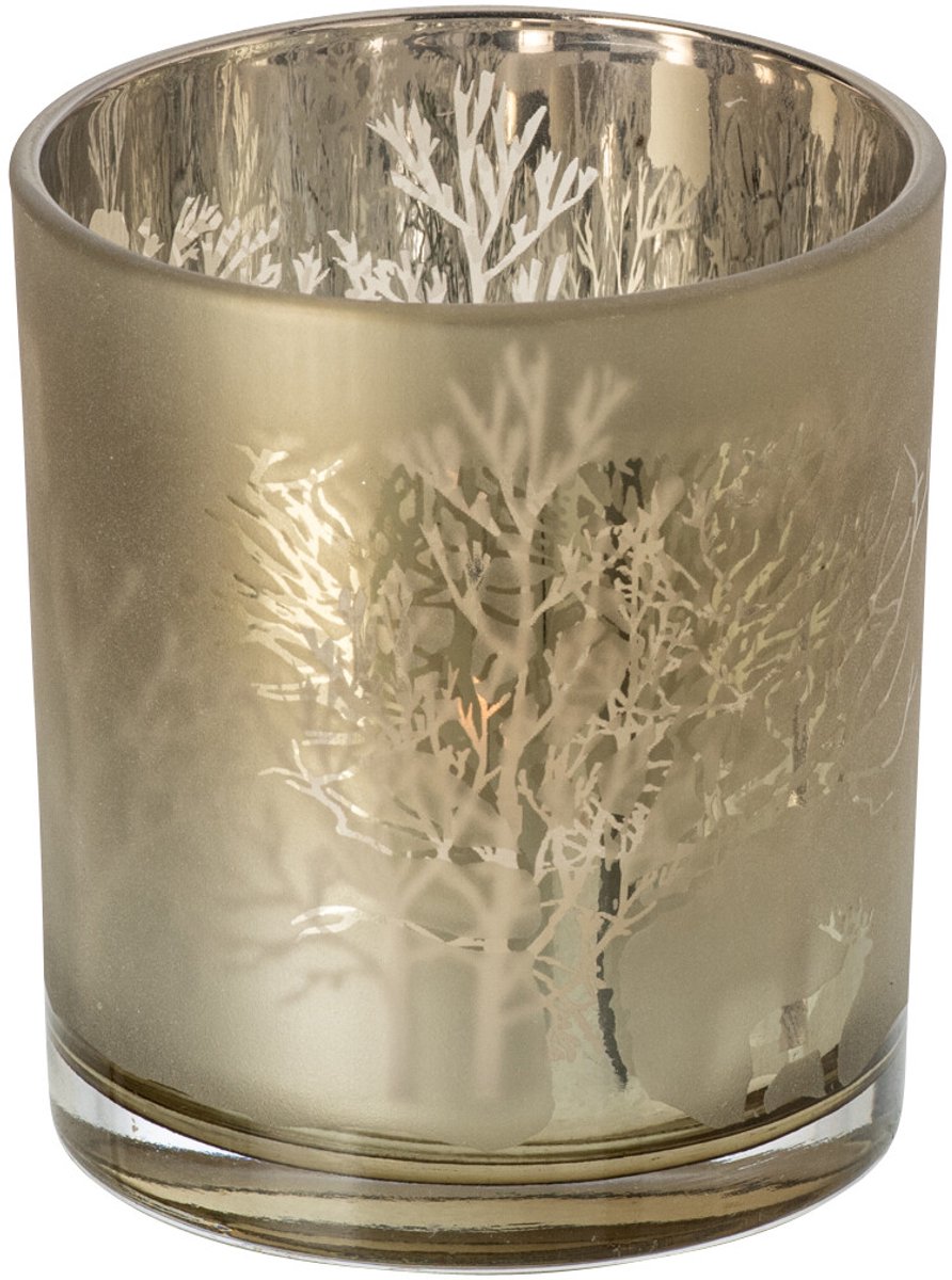 J-Line Boskandelaar - glas - taupe - small - set van 4
