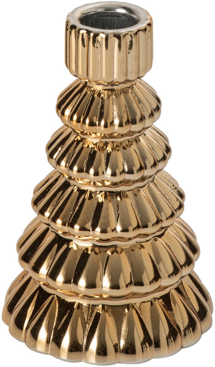 J-Line Kandelaar met dennenappel - glas - goud - set van 2