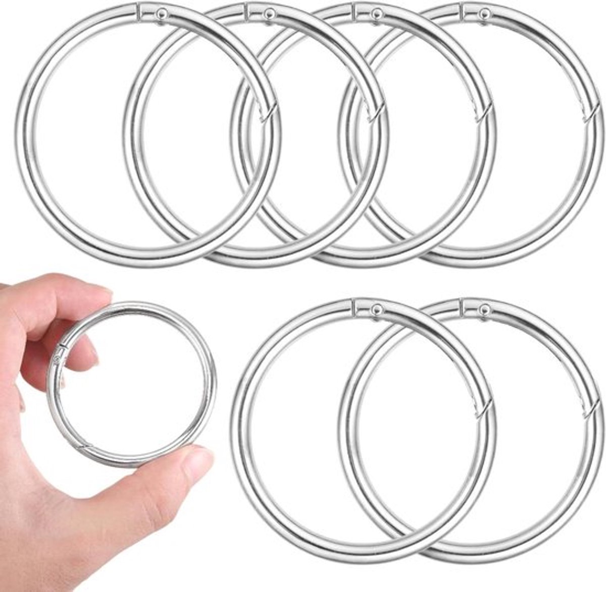 6 stuks karabijnhaken - 60 mm, zinklegering - sleutelring voor tas en sieraden