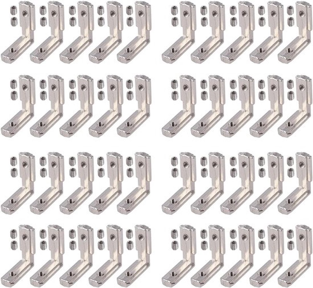 T-groove aluminium profiel 3030 met 8 M6 hoeken en klemmen voor 30 mm profielen, ideaal voor constructies