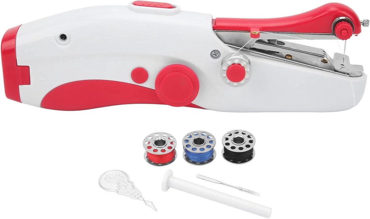 Hand Naaimachine - Mini Naaimachine - Snel Kleding Repareren - Ergonomische Handgreep - 27 x 13 x 6 cm - Rood