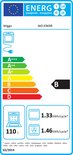 Energie-etiket voor Wiggo WO-E969R. Energieklasse B, 110 liter oveninhoud.