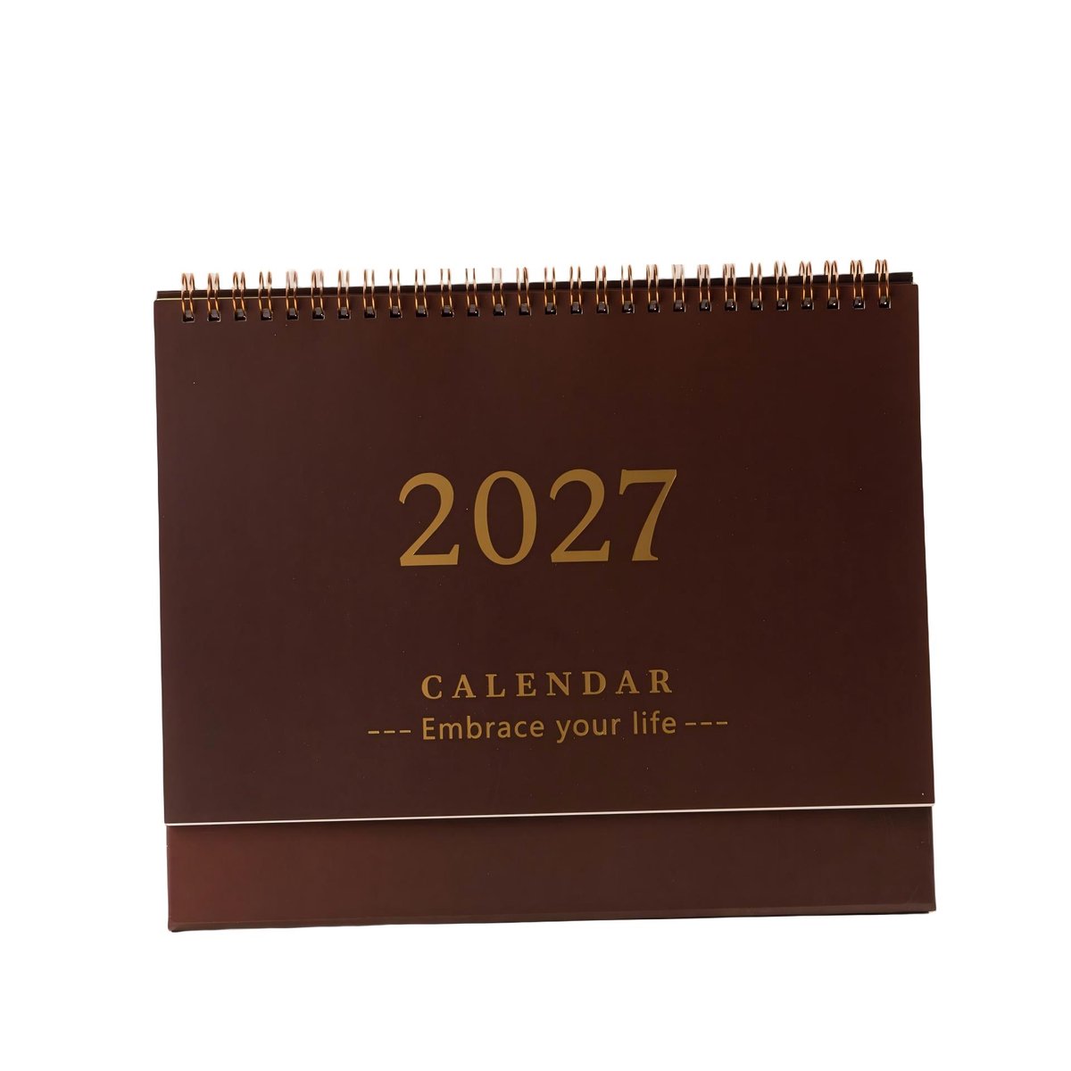 Bureaukalender 2026-2027 – Engelstalige Flipkalender – Bureauplanner met Grote Schrijfruimte – Maandplanner voor Kantoor, Studie en Thuis – Koffiebruin – 25 × 21 cm – 1 Stuk