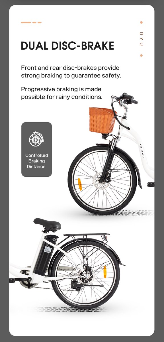 DYU C6 E-Bike - 26 inch - 43km actieradius - zwart thumbnail 4
