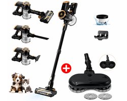 AG4200 Steelstofzuiger Draadloos met Dweilfunctie – Krachtige Stofzuiger Zonder Zak – Inclusief Dweilborstel – 3-in-1 Steelstofzuiger & Kruimeldief – Krachtige zuigkracht - Geschikt voor Dierenharen – Platinum Gold