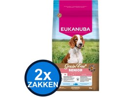 2x Eukanuba - Grain Free Dog Senior Small/medium Ocean Fish - Hondenvoer Droogvoer - 3 kg