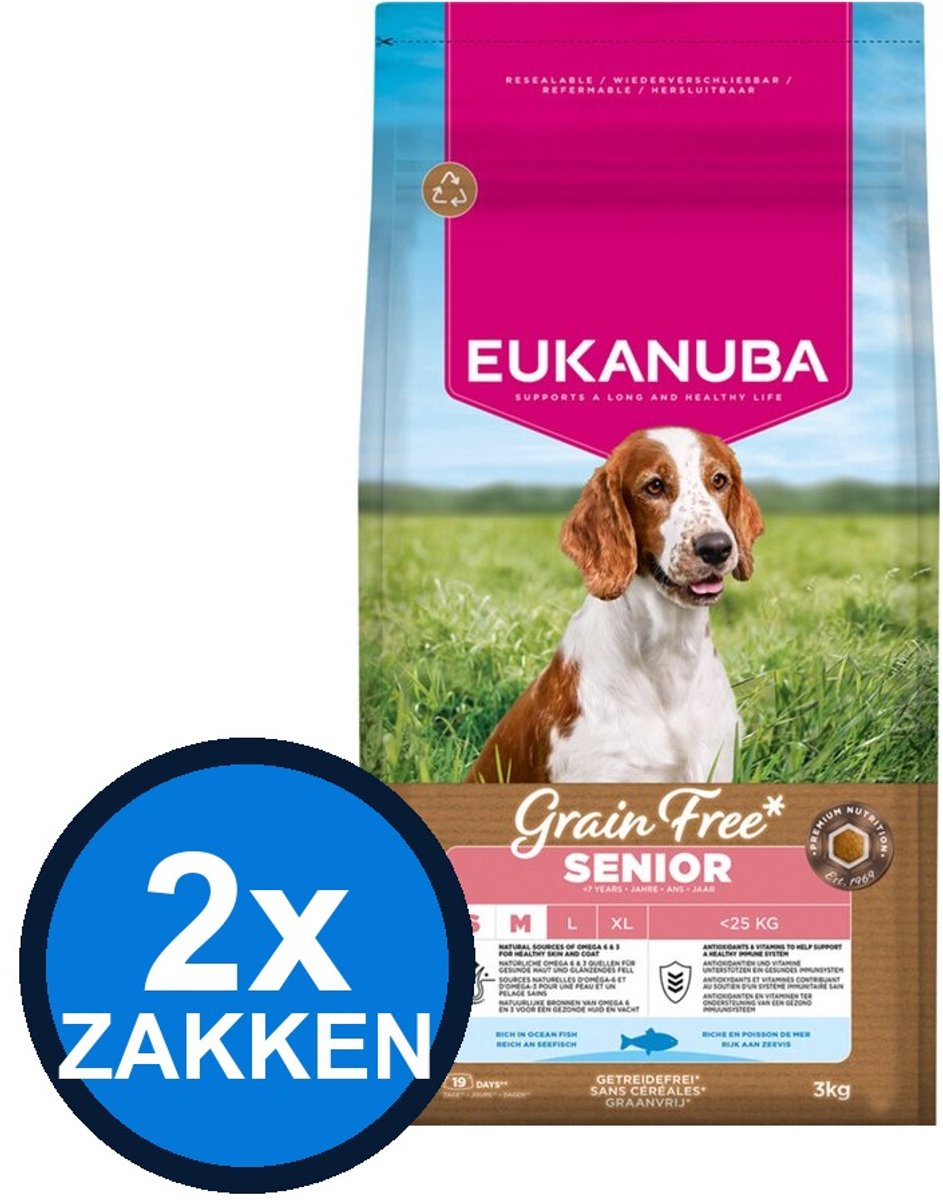 Eukanuba Eukanuba - Grain Free Dog Senior Small/medium Ocean Fish - Hondenvoer Droogvoer - 3 kg