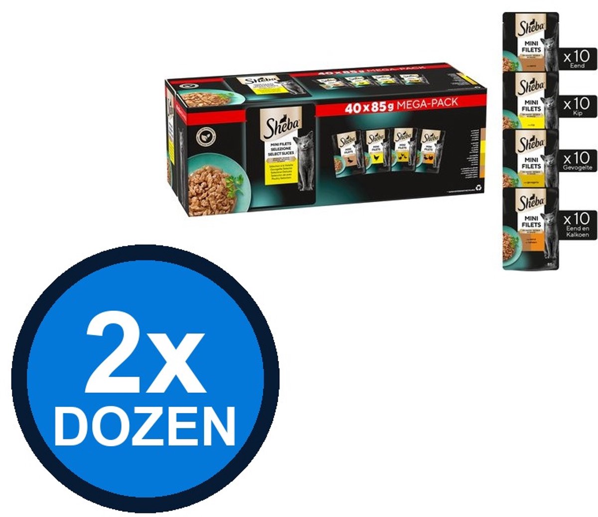 Sheba Sheba - Mini Filets Pouch Saus Gevogelte Sel Multipack (40x85g) - Kattenvoer Natvoer - 3.4 kg