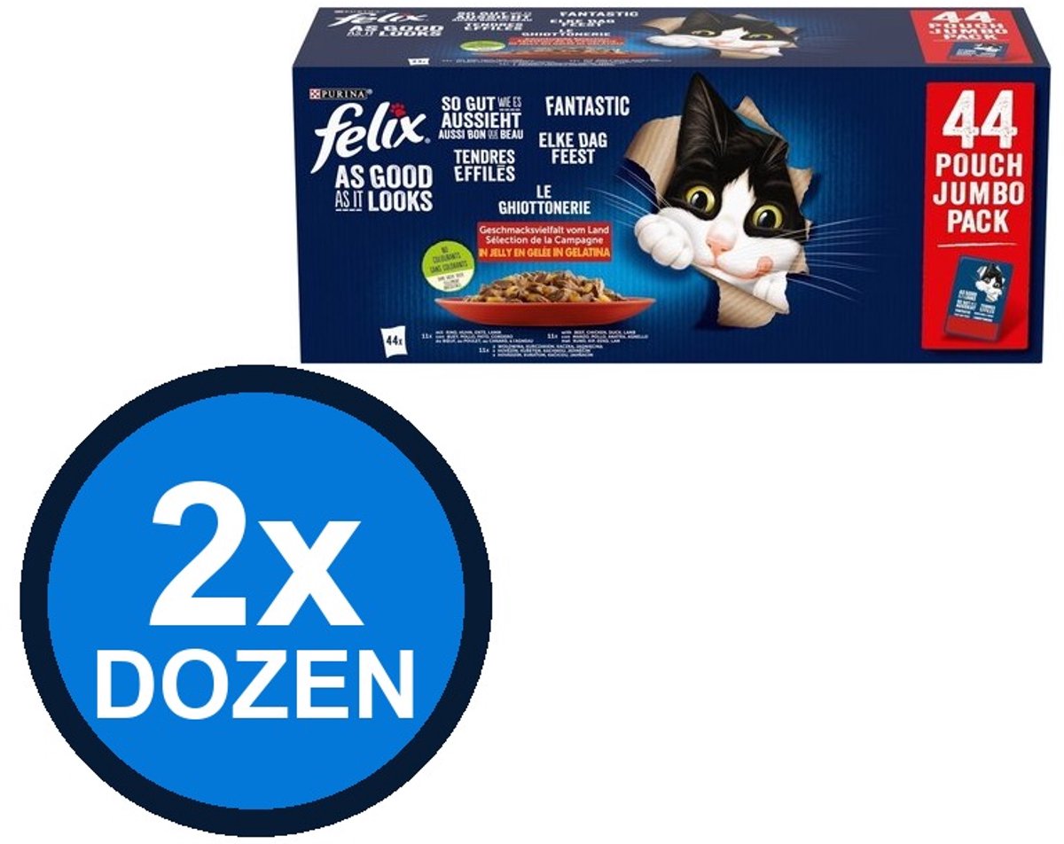 Felix Felix - Elke Dag Feest In Gelei Countryside Selectie Multipack - Kattenvoer Natvoer - 3.74 kg