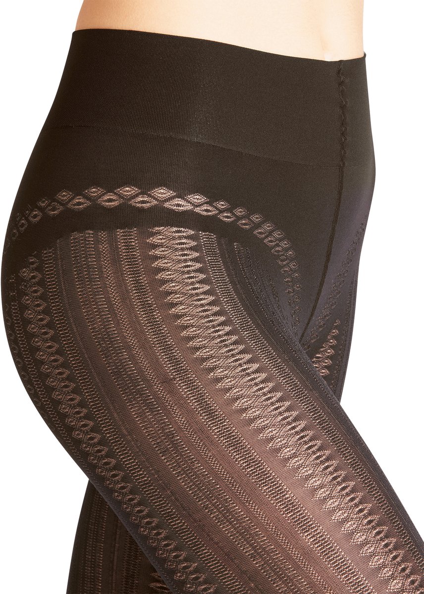 FALKE High Waist Midwinter gedessineerd materiaal ondoorzichtig 100 DEN panty dames bruin - maat M-L