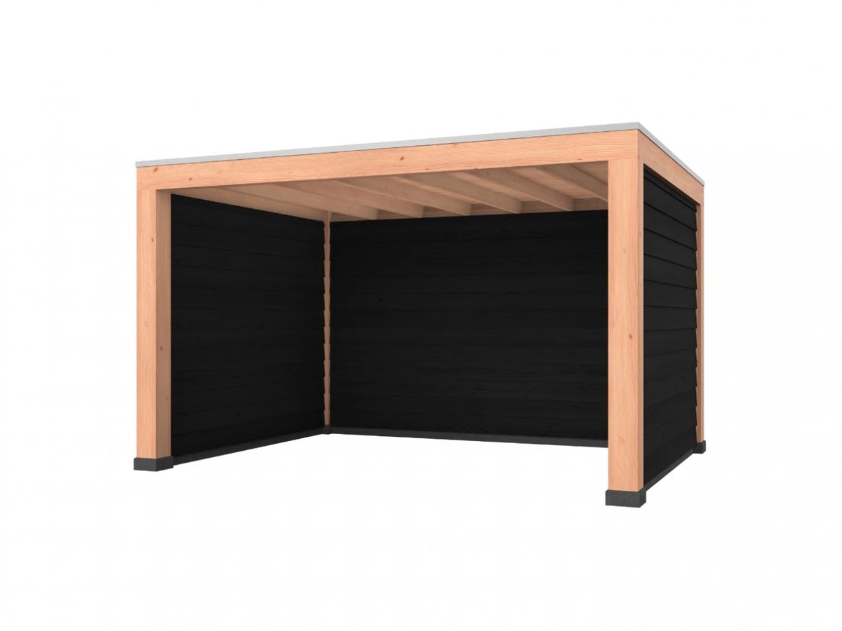 Douglas overkapping, 400 x 300, met achterwand en twee zijwanden, Westwood Robuust zwart