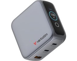 Verbatim Mini Gan-Oplader 100W 2Xusb-C 1Xusb-A Qc Voor Apple Macbook Iphone