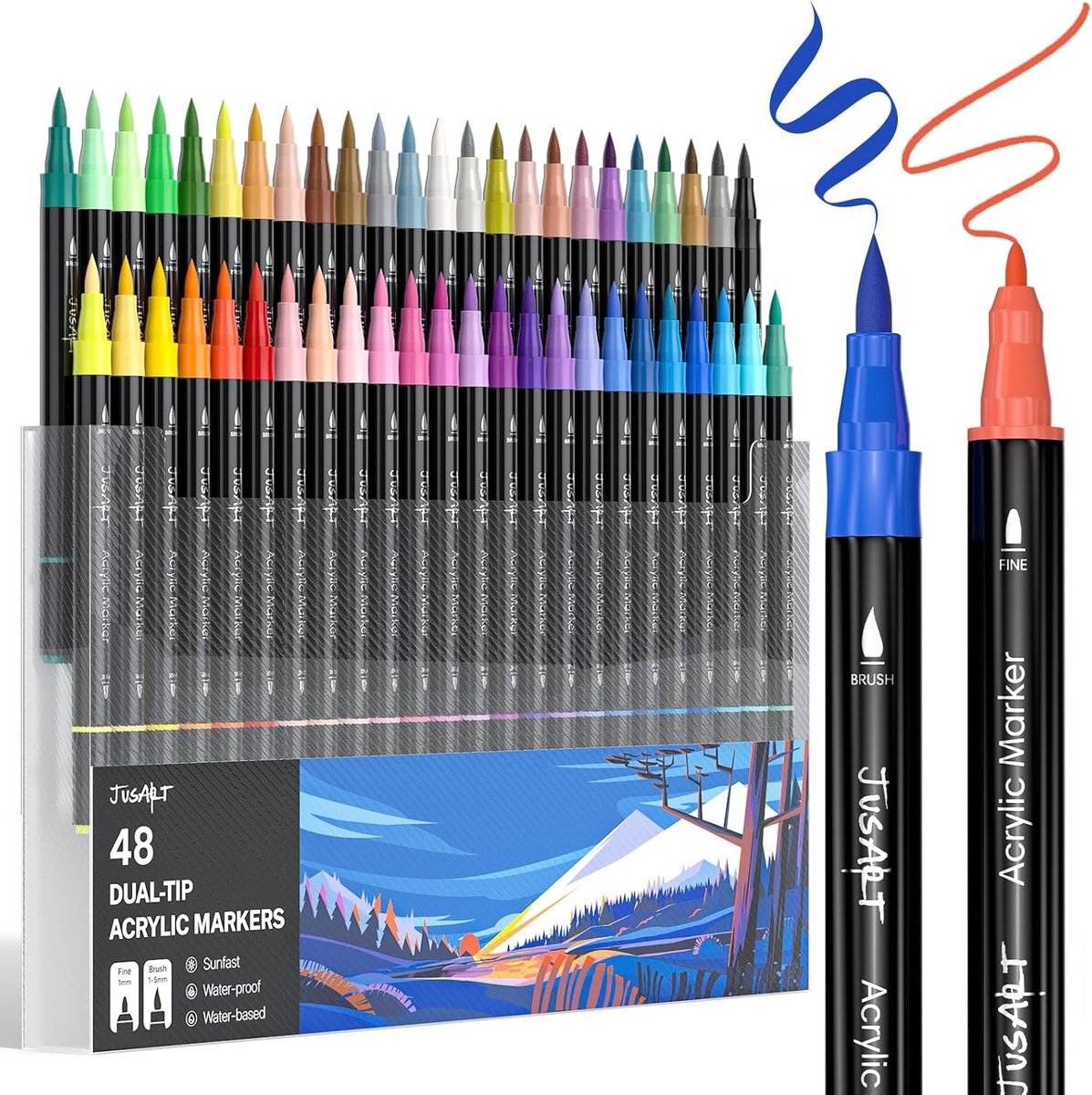 Kleuren Acrylverfpennen met Dubbele Punt - Premium Verfpennen - Penseel- en Fijne Punt - Geschikt voor Diverse Oppervlakken