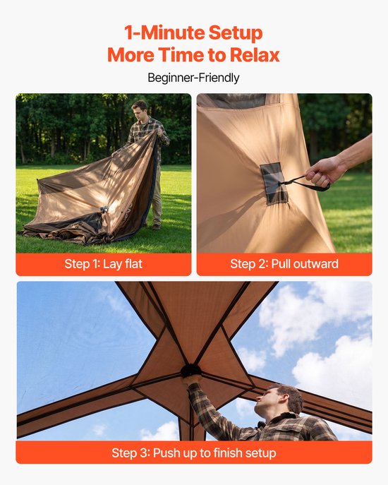 VEVOR Campingtent voor 6 Personen, Pop-Up Tent met Regenhoes en Gaasramen, Snel op Te Zetten in 60 Seconden, Draagbare Tent met Draagtas voor Gezinskamperen en Wandelen, 330x213x204 cm van Vevor — afbeelding 4