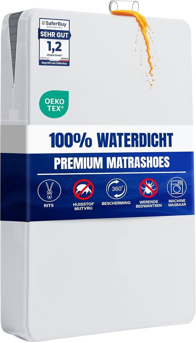 Matrashoes - Waterdicht - Ritssluiting - Ademend - Voor Matrassen 140 x 200 cm