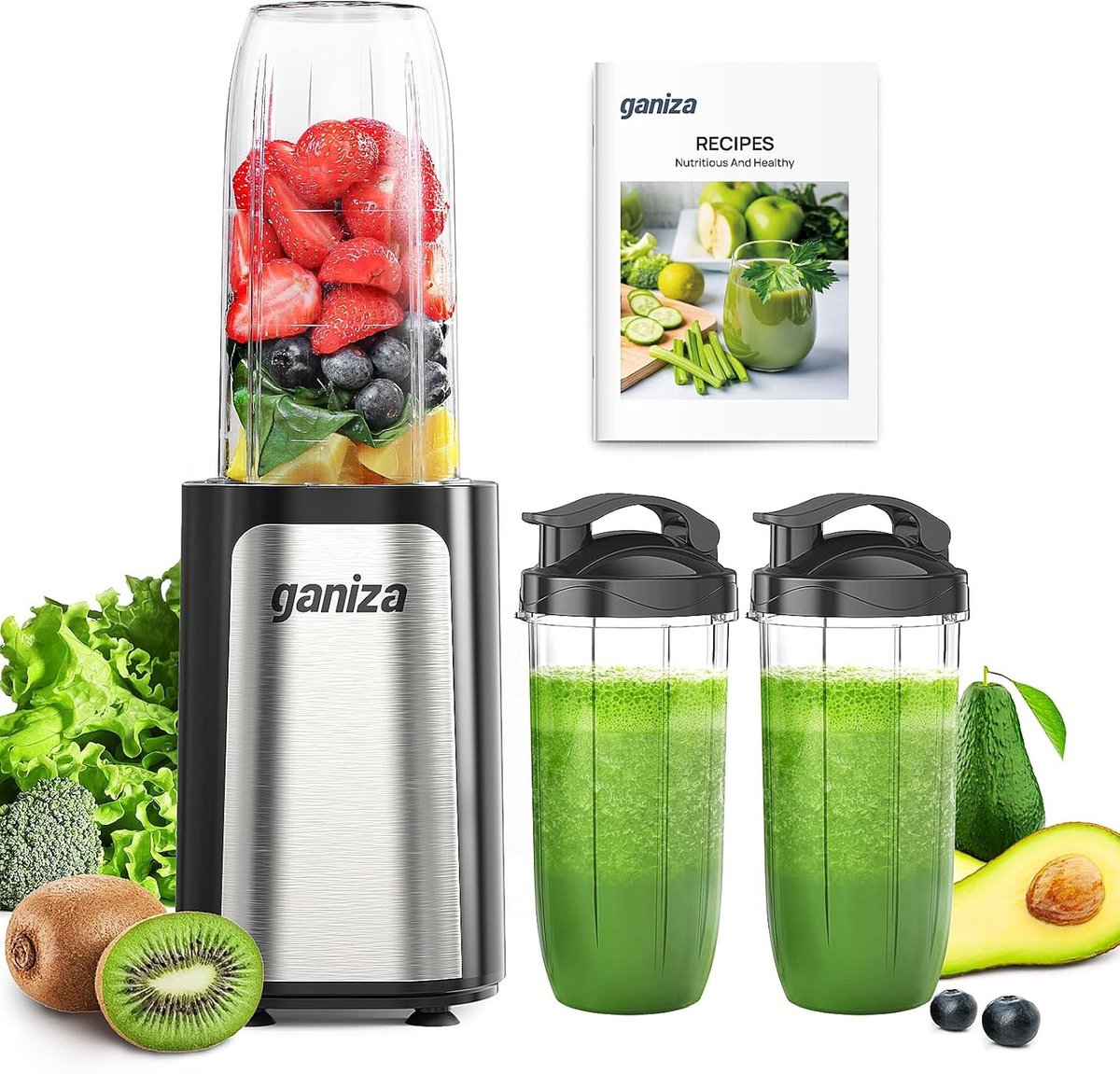 Mixer - Kunststof - 900 W Vermogen - 4-Bladige RVS Messen - Voor Smoothies en Shakes