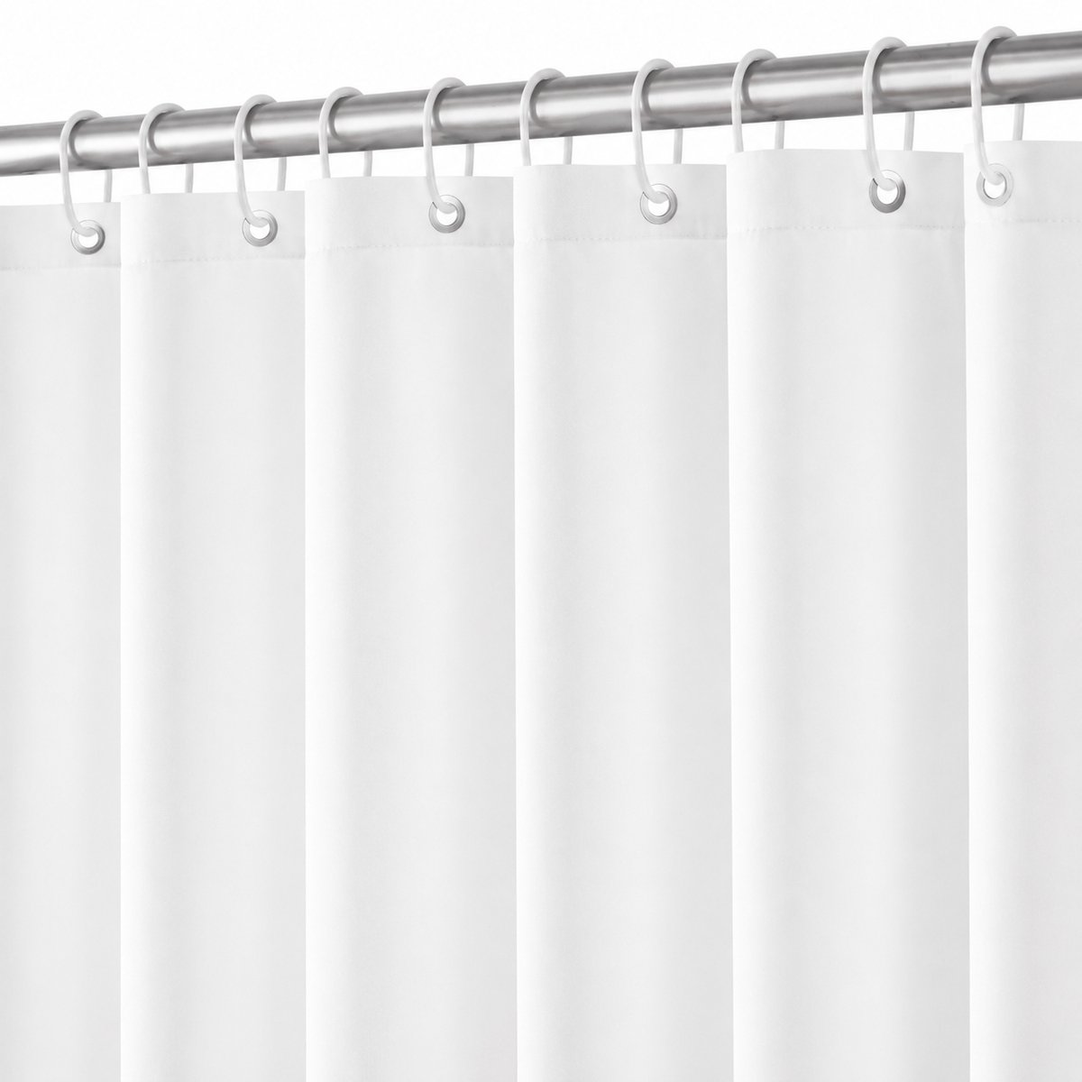 KMD Linnen douchegordijn 120x180 cm wit - Waterdicht polyester met anti-schimmel coating - Wasbaar met 8 ringen