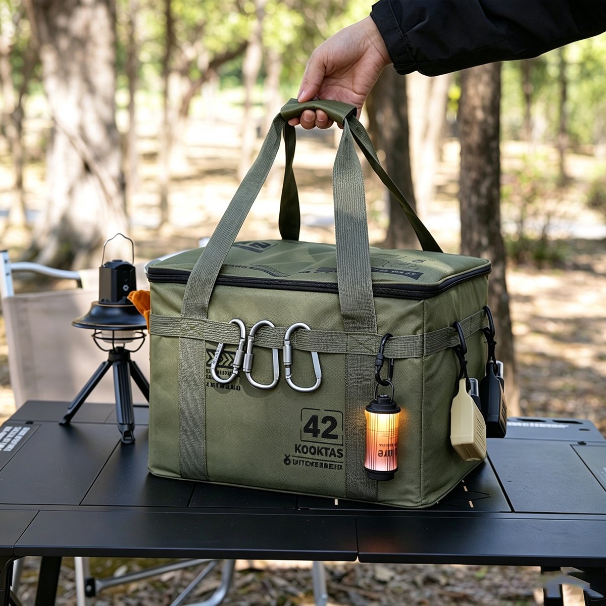Tactische opbergtas voor kamperen extra grote inhoud van 42 liter waterdichte organizer van Oxford stof ideaal voor reizen outdooravonturen en thuisgebruik Militairgroen
