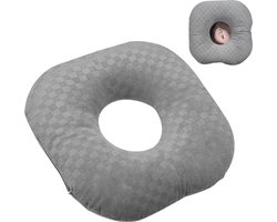 Piercing Kussen - Donut Hoofdkussen met Ooropening - Zijslaper Kussen voor Oorontlasting - Ringkussen voor Gevoelig Oor en Comfortabel Slapen - Grijs