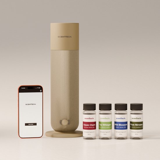 Scentech Starter Kit - Smart Aroma Diffuser 2 + 4 Geuren - Classic Charm, Tea Whisper, Wild Blossom & Pure Nirvana - Aroma Diffuser Set