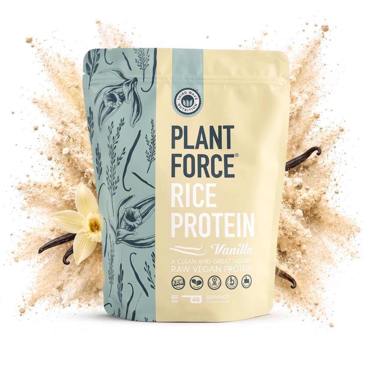Plantforce - Rijst Proteïne - Vanille - 800 gram - Vega Bio Eiwitshake