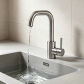 NETTLIFE Wastafelkraan - kraan Badkamer - Waterbesparend - RVS - warm en koud water - Hoge uitloop - wastafel kraan - voor badkamer | toilet | keuken | gootsteen - chroom