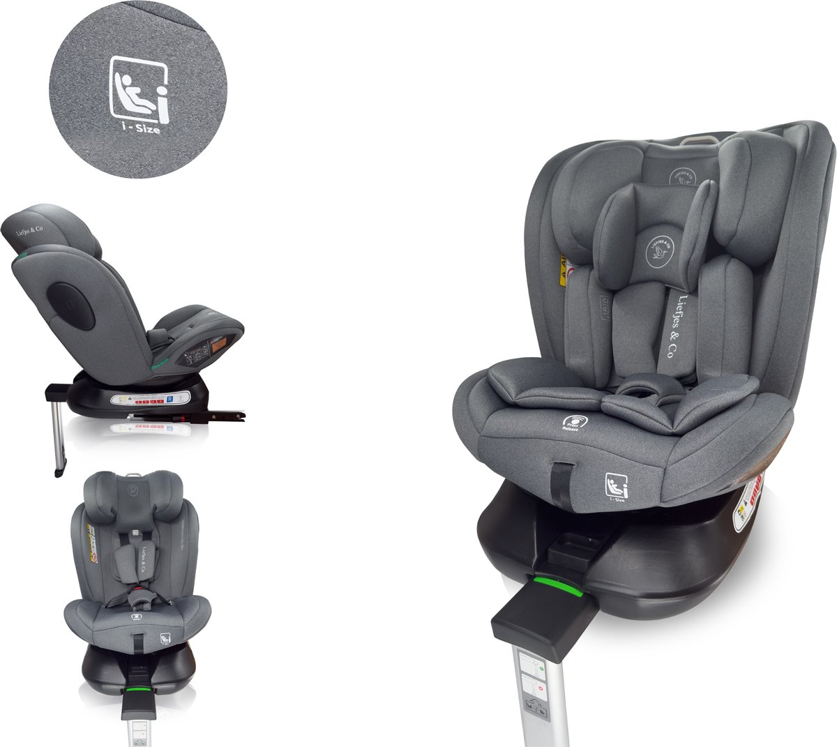 Liefjes & Co Growsafe Autostoel - i-Size 4-in-1 - 150 cm) Grijs