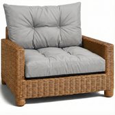 Kussen Lounge Tuinmeubelen - Set: zitkussen 60x60 cm en rugkussen 40x60 cm Rug Rattan Ideaal voor balkon terras loungeset buiten comfort vulling dik duurzaam Lichtgrijs