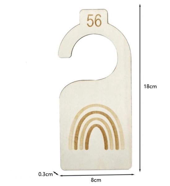 Kastverdeler - 18 Stuks - Kledinghangers - Hout - Maathangers Baby - Kastverdelers voor Babykleding - Maat hangers - Kastverdeler - Maatverdelers voor kleding - Voor Baby Kleding - Maatverdelers Maat 50 t/m 98 - 18*8*0.3cm - Houtkleur — afbeelding 5