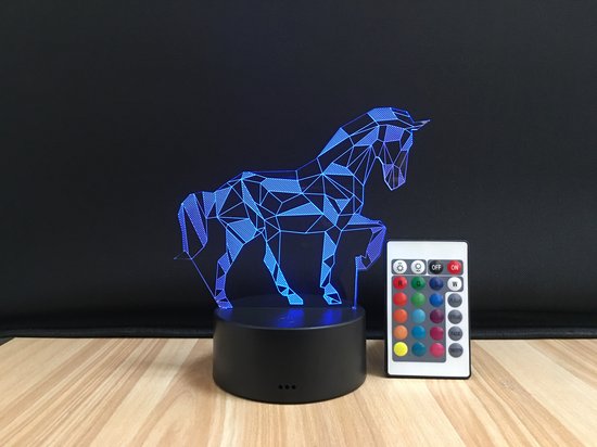 3D Paard Lamp - Paarden Nachtlampje - 16 Kleuren - Met Afstandsbediening - LED Sfeerlamp - Kinderkamer Lamp - Cadeau voor Paardenliefhebbers van LEDyourLight — afbeelding 3