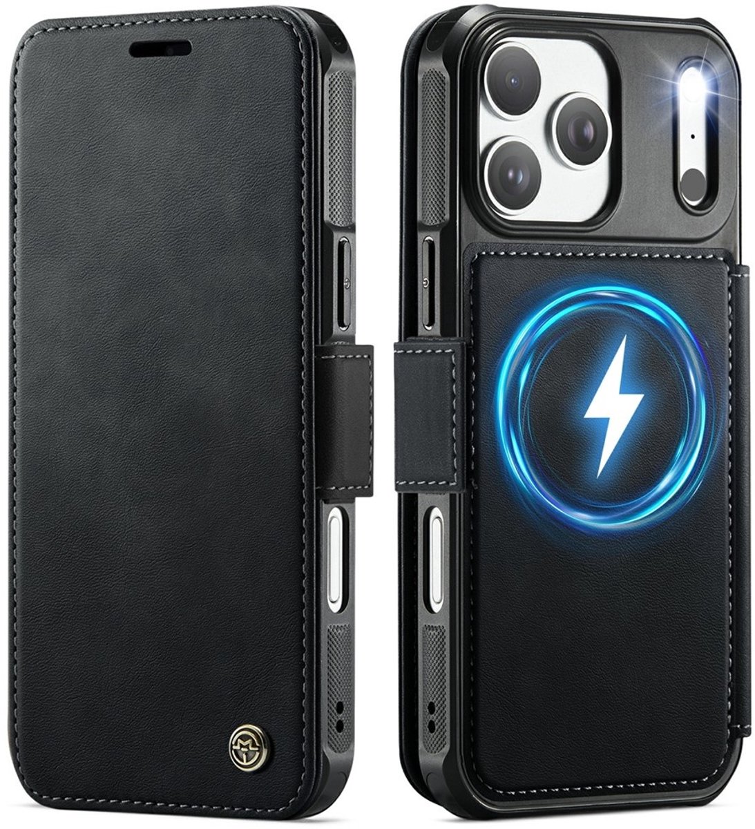 CaseMe Hoesje - Geschikt voor iPhone 17 Pro Max Hoesje - CaseMe 053 Slim Book Case - MagSafe Compatible - Zwart