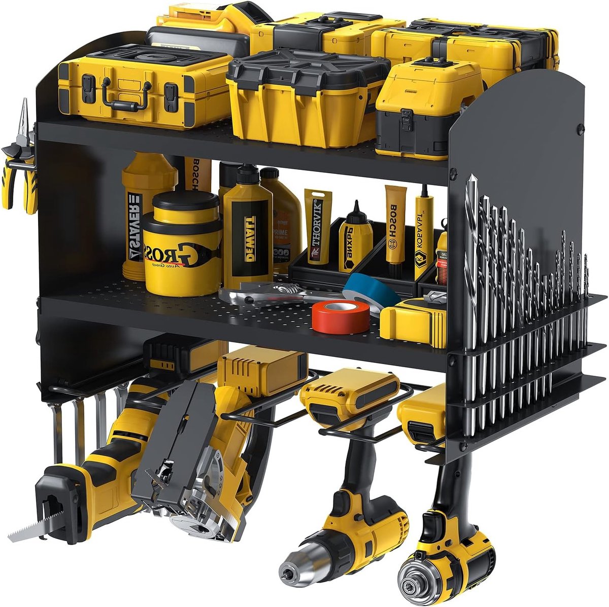 Krachtige Gereedschapsopberger voor Elektrisch Gereedschap met 4 Inzetstukken - Heavy Duty Opslag voor Boormachines en Schroevendraaiers