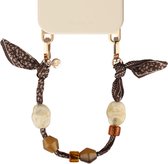 Selencia Universeel Satin Stone telefoonkoord - Telefoon Ketting - GSM Koord - Bruin