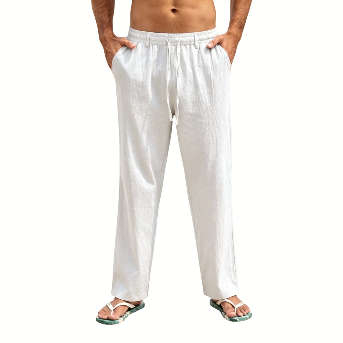 Currero Linnen Broek Heren - Zomerbroek - Volwassenen - Lange Broek - Pantalon - Strandbroek - Zomer - Ibiza Stijl - Wit XXXL